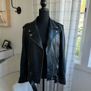 Ena Pelly Classic Black Leather Moto Jacket
